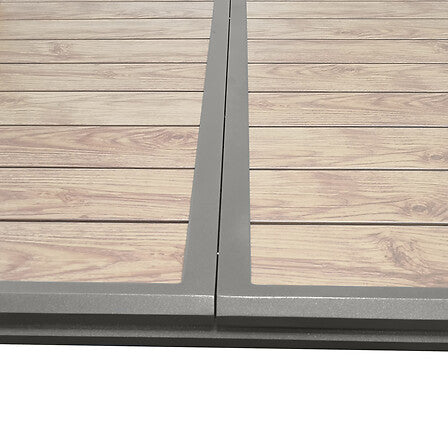Table extensible Axiome 10 places aluminium imprimé effet bois honey praline