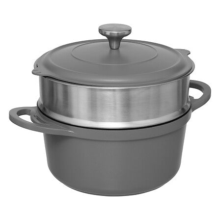 Cocotte avec panier et ustensile 24 cm fonte d'aluminium gris