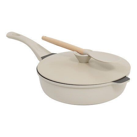 Sauteuse avec panier et ustensile 28 cm fonte d'aluminium taupe
