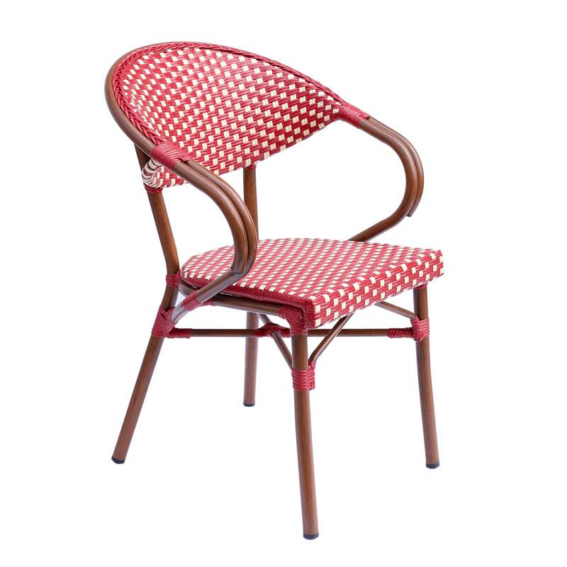 CHAISE EN ALUMINIUM ET ROTIN SYNTHÉTIQUE AVEC ACCOUDOIRS - LEVALOIS