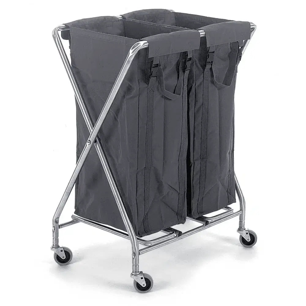 NX1002 CHARIOT A LINGE "X" PLIANT + 2 SAC A LINGE EN TOILE RENFORCEE 100L – Chariots – HygiRéa