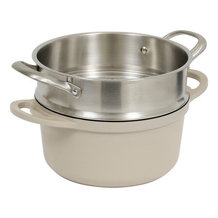 Cocotte avec panier et ustensile 24 cm fonte d'aluminium taupe