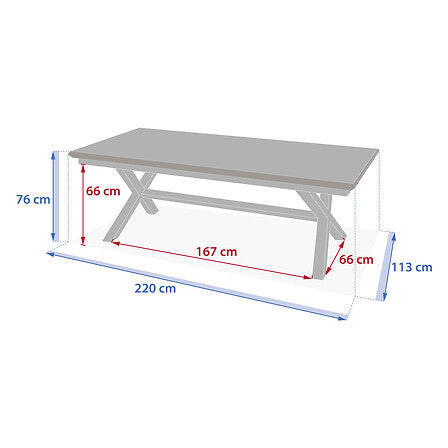 Table extensible Axiome 10 places aluminium imprimé effet bois lin argile