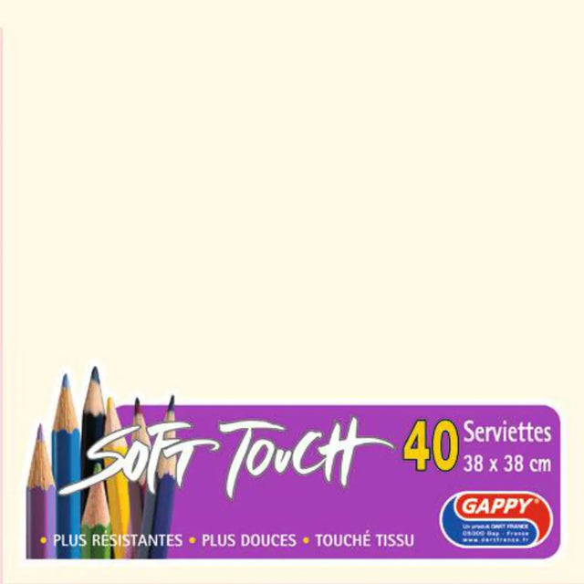 Serviettes soft touch 38x38cm 2 plis – Serviettes Jetables – HygiRéa