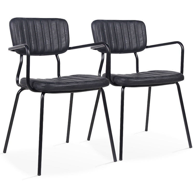 CHAISES EFFET CUIT ET MÉTAL AVEC ACCOUDOIRS - NEW YORK - LOT DE 2