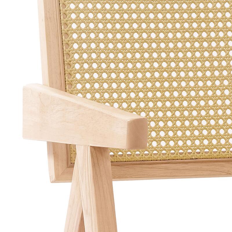 CHAISES EN BOIS MASSIF ET ROTIN NATUREL - AARON - LOT DE 2