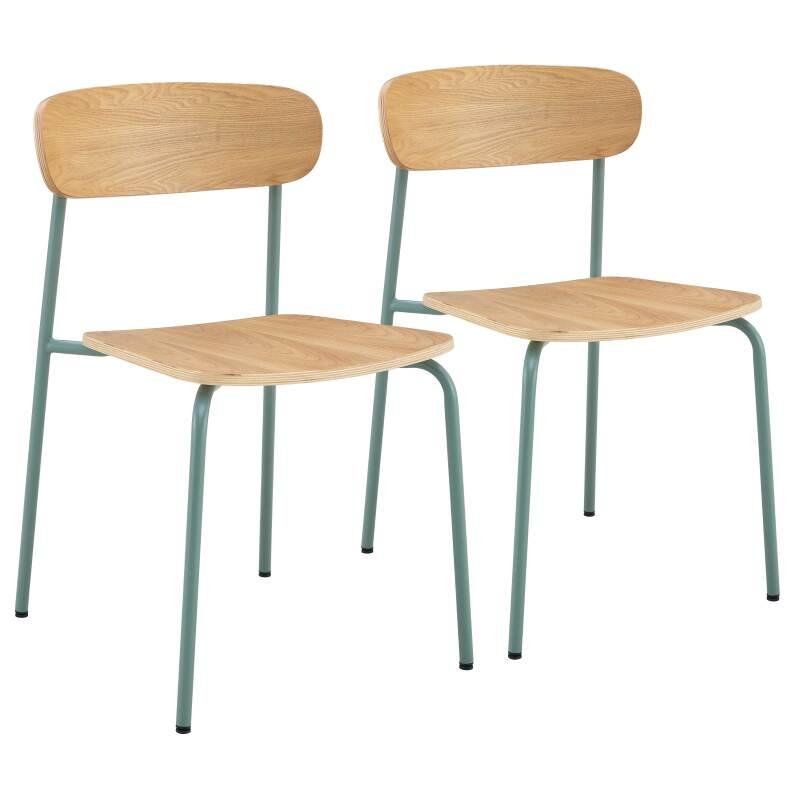 CHAISE EN BOIS ET MÉTAL - LYLA - LOT DE 2