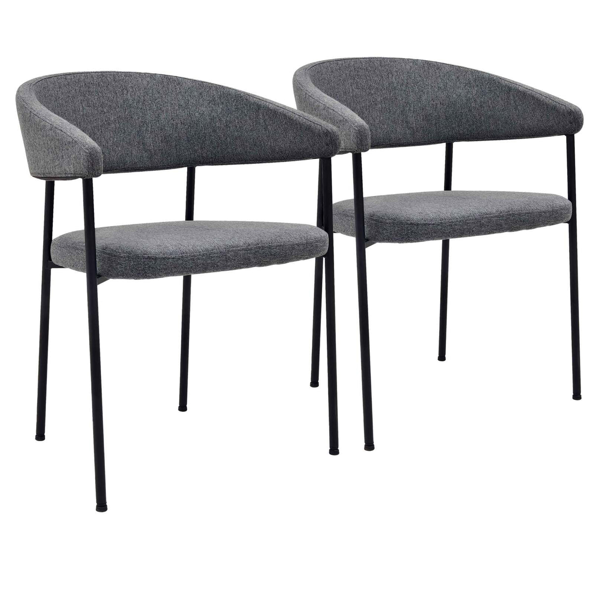 CHAISES EN TISSU ET MÉTAL AVEC ACCOUDOIRS - ADELLE - LOT DE 2