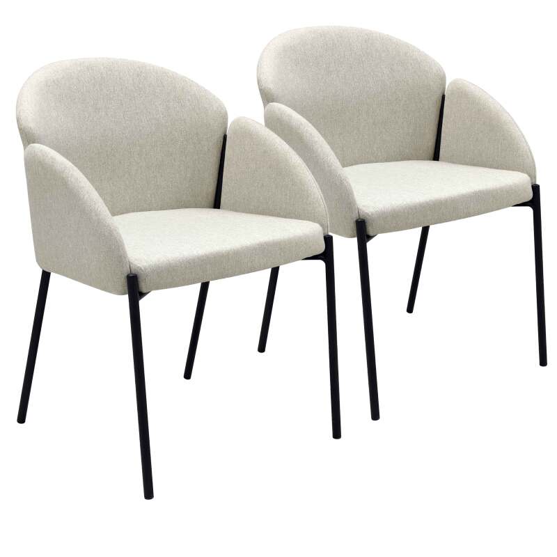 Chaises en tissu et métal avec accoudoirs - Lot de 2