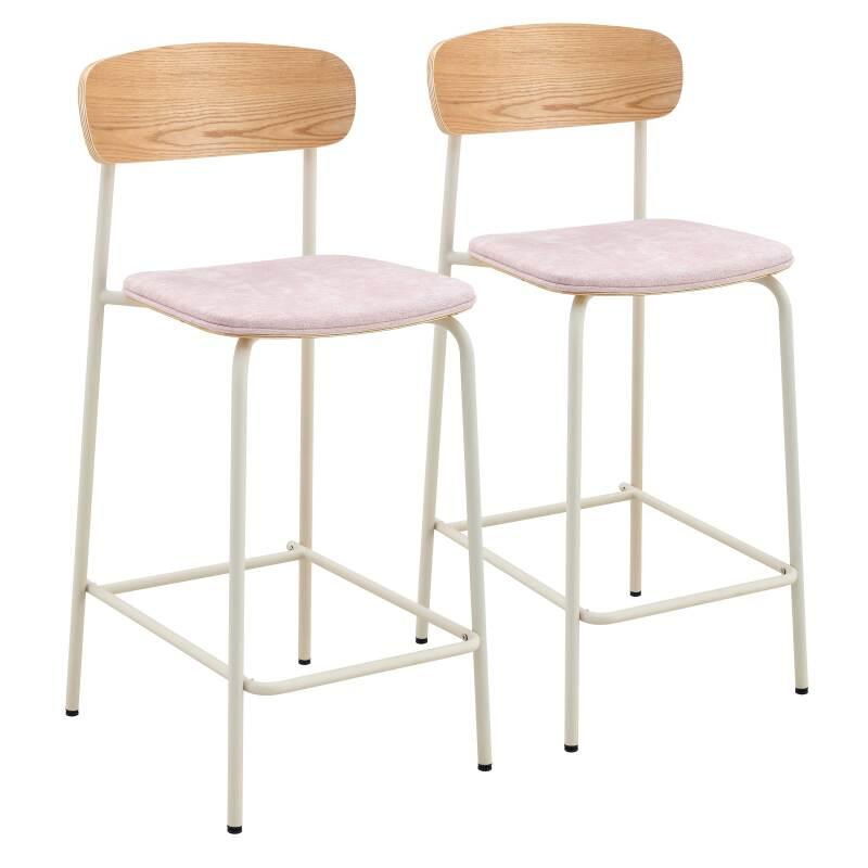 CHAISES HAUTES EN BOIS, MÉTAL ET TISSU - LEXI - LOT DE 2