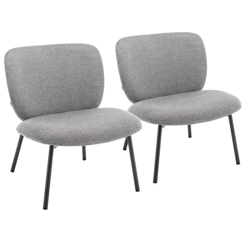 FAUTEUIL RELAX EN TISSU ET MÉTAL - JAYDEN - LOT DE 2