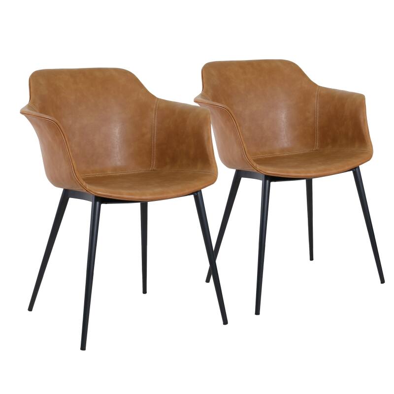 CHAISES EFFET CUIR ET MÉTAL - TESSA - LOT DE 2