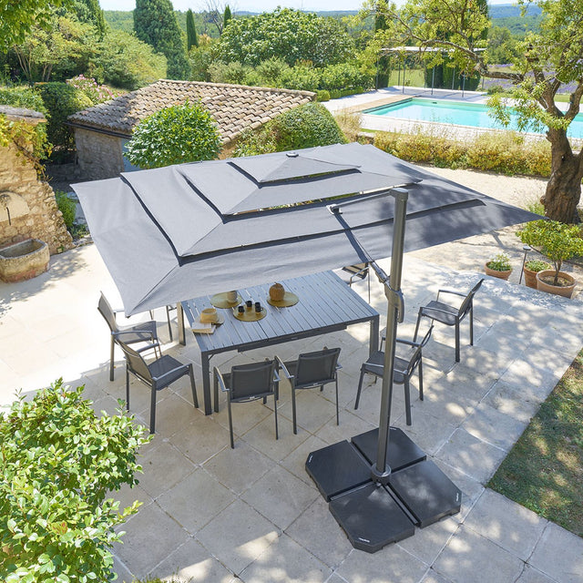 Parasol déporté rectangulaire multi-toile MELHIA Anthracite – Parasols – HygiRéa