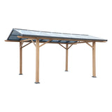 Abri de voiture Belize 5 x 3 m polycarbonate et aluminium effet bois par traitement thermique