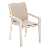 Fauteuil repas empilable Essentia aluminium lin argile