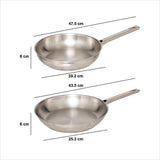 Lot de 2 poêles inox diam 24/28 cm Brillance