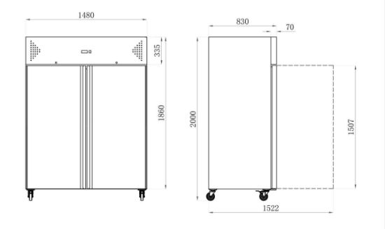 ARMOIRE RÉFRIGÉRÉE INOX GN 2/1 - 1400 L - POSITIVE - 2 PORTES