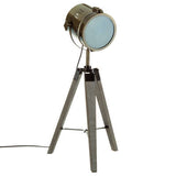 Lampe trépied Ebor haut 68 cm bois et métal bronze X4 – Lampadaire – HygiRéa
