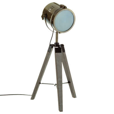 Lampe trépied Ebor haut 68 cm bois et métal bronze X4 – Lampadaire – HygiRéa