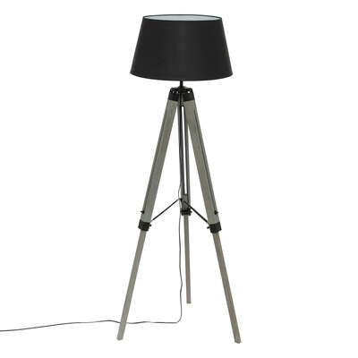 Lampadaire trépied Runo haut 145 cm bois noir X4 – Lampadaire – HygiRéa