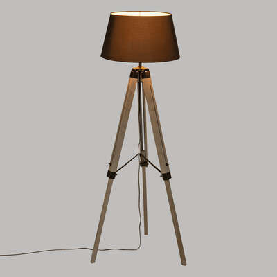 Lampadaire trépied Runo haut 145 cm bois noir X4 – Lampadaire – HygiRéa