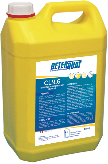 CL9,6% Javel (BIDON JAUNE) – Javel Liquide – HygiRéa