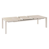 Table extensible automatique Evasion rectangle 10 places aluminium imprimé effet bois lin argile
