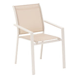Fauteuil repas empilable Essentia aluminium lin argile