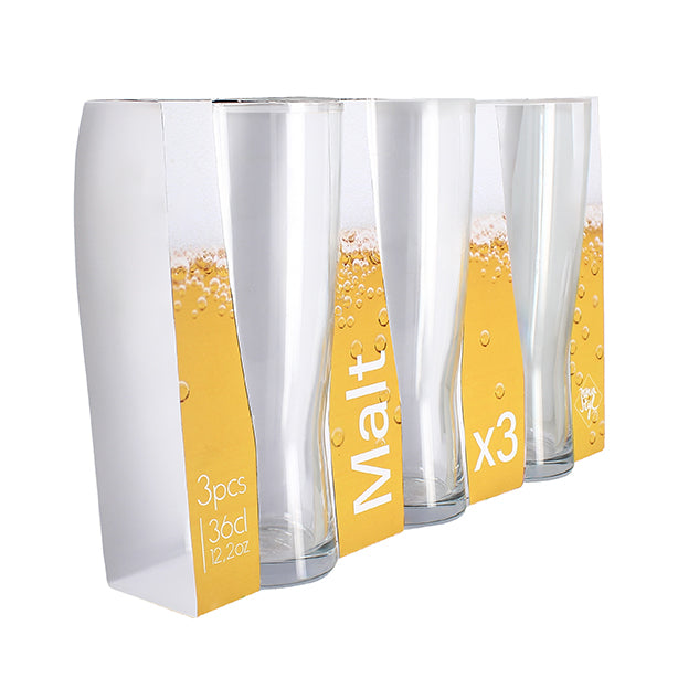 LOT DE 3 CHOPES À BIÈRE MALT 36CL EN VERRE TRANSPARENT – Verre à bière – HygiRéa