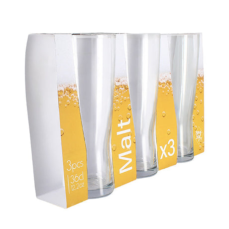 LOT DE 3 CHOPES À BIÈRE MALT 36CL EN VERRE TRANSPARENT – Verre à bière – HygiRéa