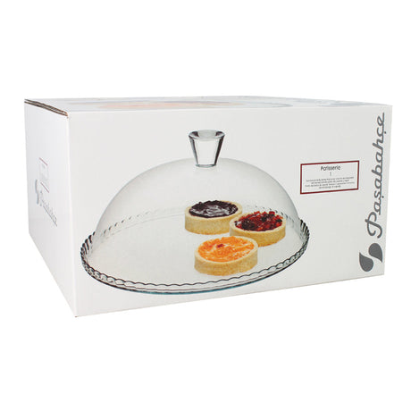 PLAT A TARTE BAS 32CM + CLOCHE EN VERRE TRANSPAR – Assiette – HygiRéa