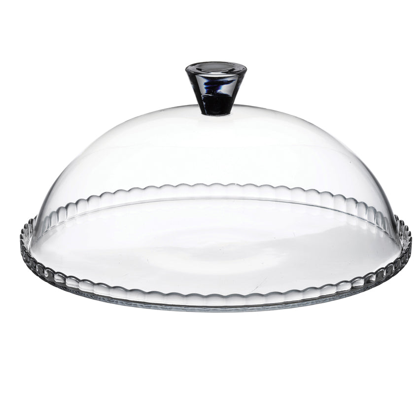 PLAT A TARTE BAS 32CM + CLOCHE EN VERRE TRANSPAR – Assiette – HygiRéa