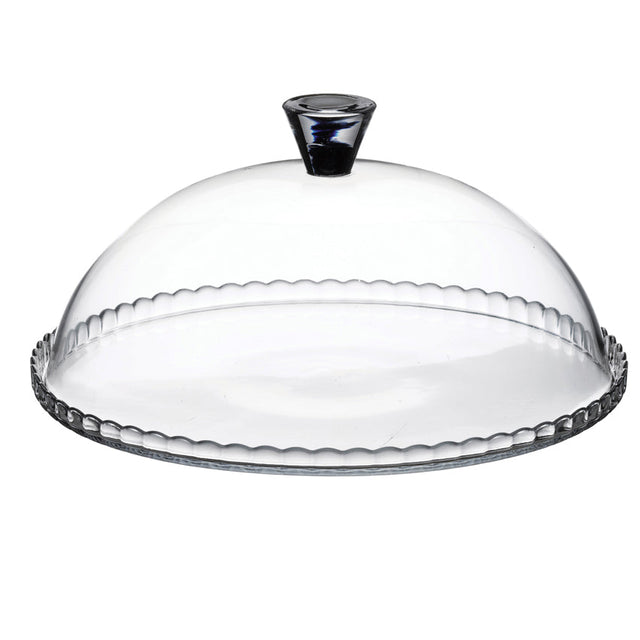PLAT A TARTE BAS 32CM + CLOCHE EN VERRE TRANSPAR – Assiette – HygiRéa