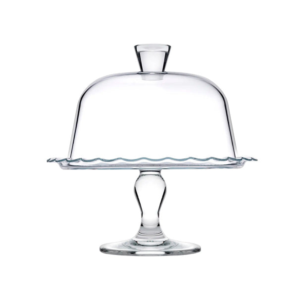 PLAT À DOME SUR PIED 26CM EN VERRE TRANSPARENT – Assiette – HygiRéa
