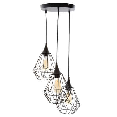Suspension 3 lampes Kaore métal filaire noir X4 – Suspensions lumineuses – HygiRéa