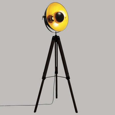 Lampadaire trépied Lahti haut 156,5 cm métal et bois noir X2 – Lampadaire – HygiRéa