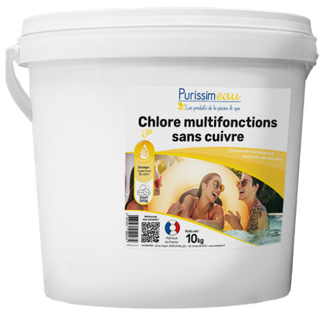 CHLORE MULTIFONCTION SANS CUIVRE 500G – Chlore – HygiRéa