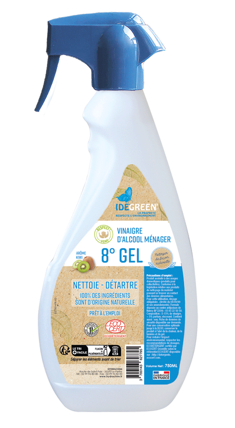 VINAIGRE MÉNAGER GEL 8° PARFUM KIWI - ECODETERGENT ECOCERT – – HygiRéa