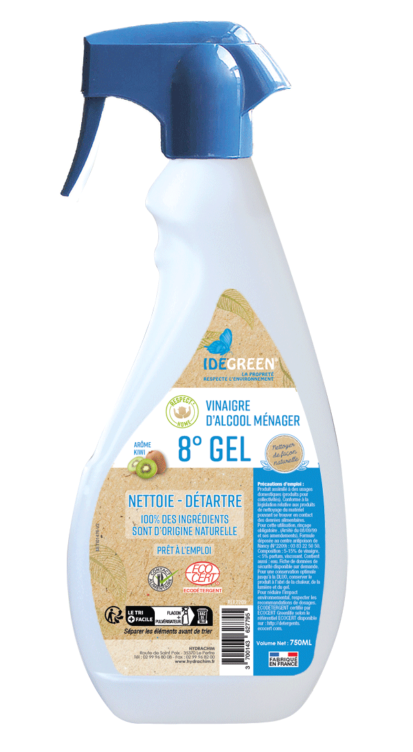 VINAIGRE MÉNAGER GEL 8° PARFUM KIWI - ECODETERGENT ECOCERT – – HygiRéa