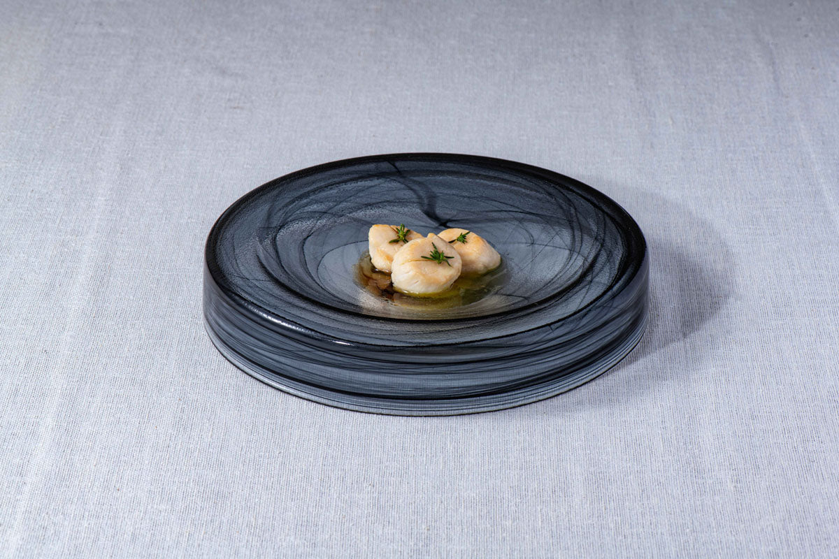 ASSIETTE PLATE HOLLOW 21CM EN VERRE NOIR – Assiette – HygiRéa