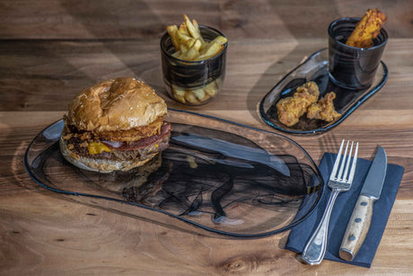 PLAT OVALE ATLAS 27.5X14.5CM EN VERRE NOIR – Assiette – HygiRéa