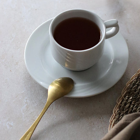 TASSE EMPILABLE 10CL PORCELAINE BLANCHE AMBASSADOR – Petit déjeuner – HygiRéa