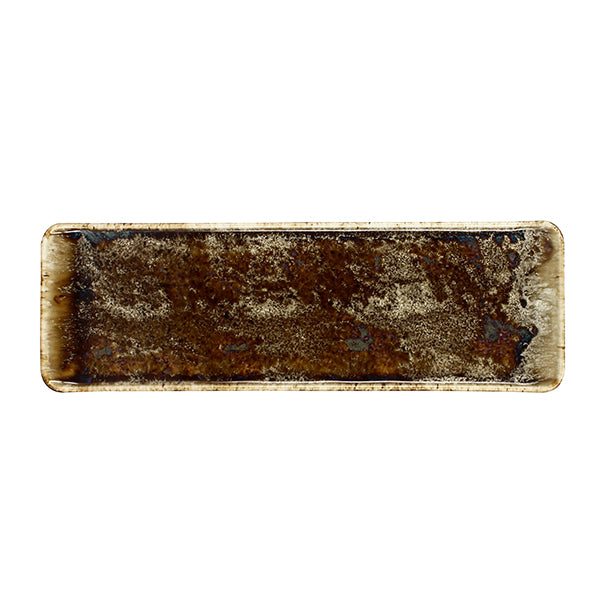 PLAT RECTANGLE VOLCANO 29CM EN PORCELAINE MARRON – Assiette – HygiRéa
