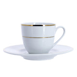 SOUCOUPE CLASSIC FILET OR 15CM EN PORCELAINE BLANCHE – Petit déjeuner – HygiRéa