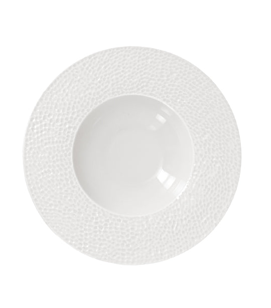 ASSIETTE CREUSE MARTELÉ 23CM PORCELAINE BLANCHE – Assiette – HygiRéa