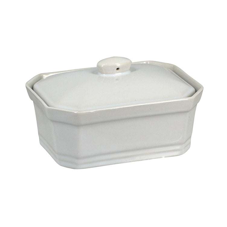 TERRINE A COUVERCLE 600 GRAMMES GRES BLANC 17.5X13X7CM – Conservation – HygiRéa