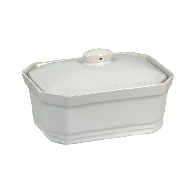 TERRINE A COUVERCLE 600 GRAMMES GRES BLANC 17.5X13X7CM – Conservation – HygiRéa