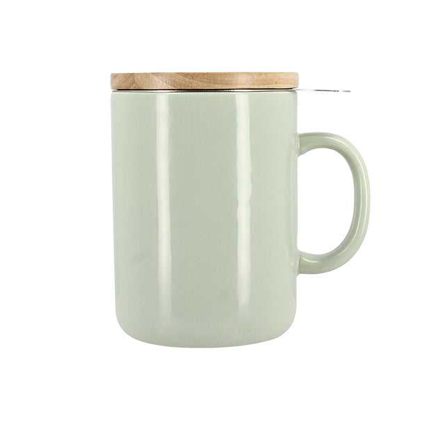 TISANIÈRE ANNA 350ML EN GRÈS CELADON COUVERCLE EN HEVEA – Café et thé – HygiRéa