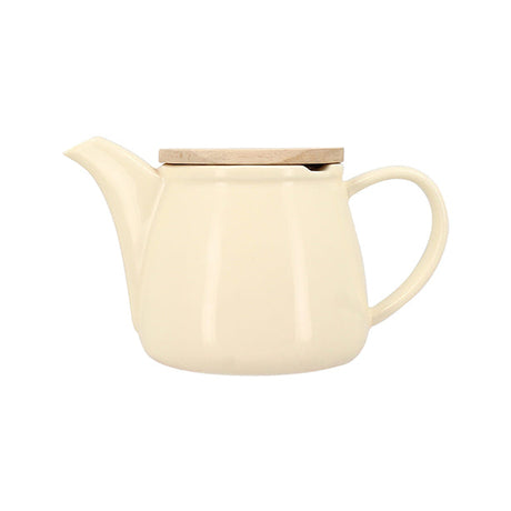 THÉIÈRE ANNA 500ML EN GRÈS CREME AVEC COUVERCLE EN HEVEA – Café et thé – HygiRéa