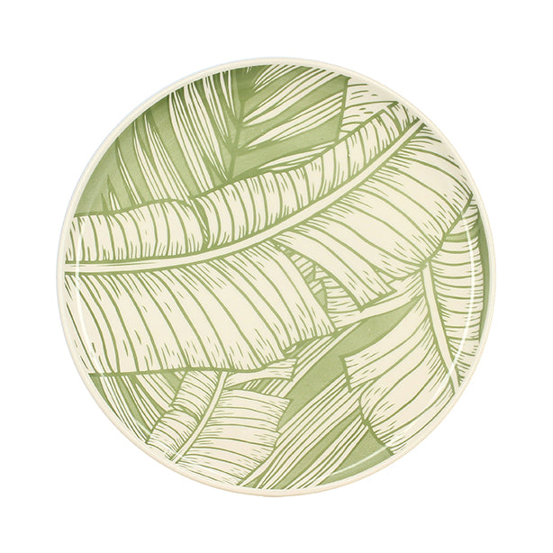 ASSIETTE PLATE LEAVES 26CM EN GRÈS VERT – Assiette – HygiRéa